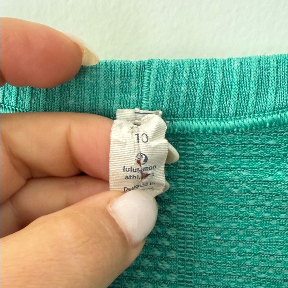 Lululemon Swiftly Cropped Short Sleeve Workout Tee - Green Size 10 - Picture 3 of 5
